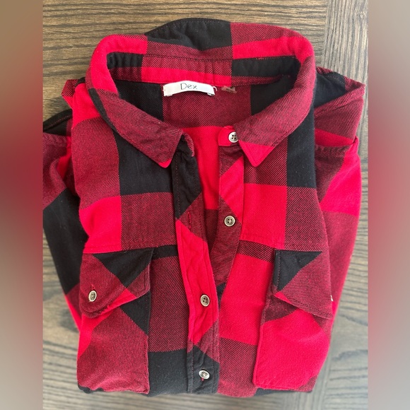 Dex plaid button up long sleeve shirt. - Picture 2 of 3